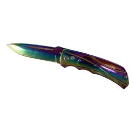 12 Bulk Heavy Duty Switchblade - Rainbow
