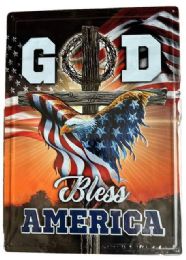 10 Bulk God Bless America Eagle With Cross Tin Signs