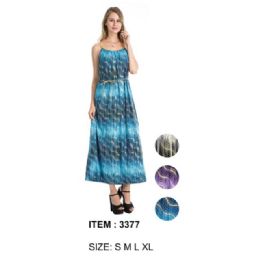 12 Bulk Gold Stripe & Belt Long Maxi Dresses - Assorted