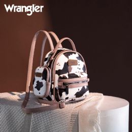 12 Bulk Wrangler Cow Print Mini Backpack With Coin Pouch - Pink