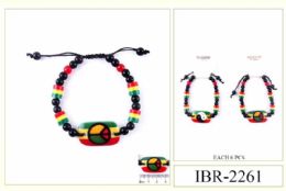 12 Bulk Rasta Color Peace & Yin Yang Centerpiece Bracelets
