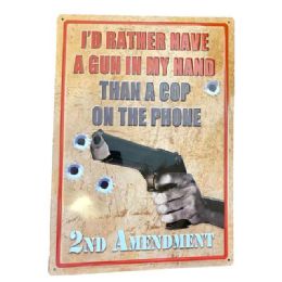 10 Bulk Pistol & Bullet Holes Retro Tin Signs