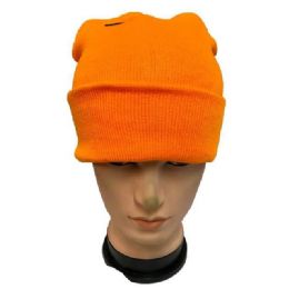 12 Bulk Orange Color Winter Beanies