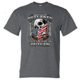 6 Bulk "when Guns Are Outlawed - I Will Become An Outlaw" T-Shirts - Gray Medium Size
