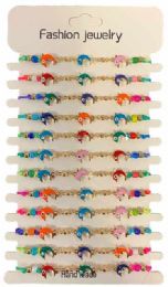 12 Bulk Colorful Dolphin Fashion Bracelets - Assorted