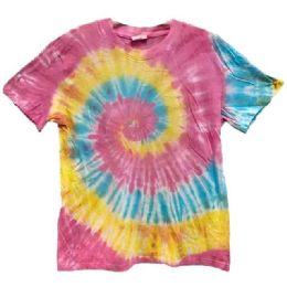 12 Bulk Pink, Blue, Yellow Tie Dye T-Shirt