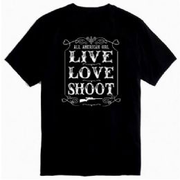 12 Bulk "live Love Shoot" T-Shirts - Black Xxl