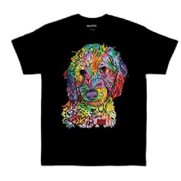 12 Bulk Black T Shirt Sweet Poodle