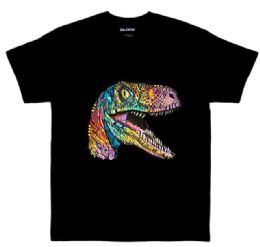 12 Bulk Colorful Raptor T-Shirt Black Color