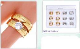 12 Bulk Diamon Golden And Silver Double Ring