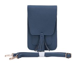 12 Bulk Magnetic Flap Crossbody Phone Storage With Card Holder - Blue