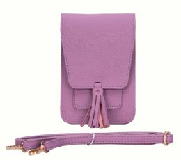 12 Bulk Magnetic Flap Crossbody Phone Storage With Card Holder - Purple