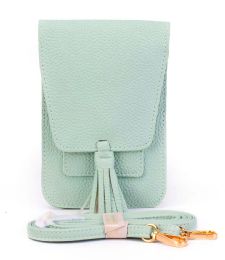 12 Bulk Magnetic Flap Crossbody Phone Storage With Card Holder - Light Green