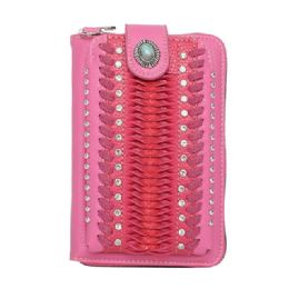 12 Bulk Montana West American Bling Crossbody Wallet Purse - Pink