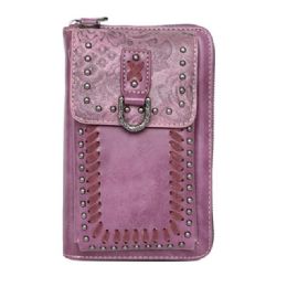 12 Bulk Montana West American Bling Crossbody Wallet Purse - Purple