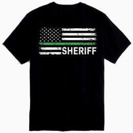 12 Bulk Black Color Tshirt Sheriff Flag