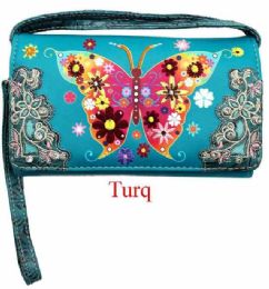 12 Bulk Large Butterfly Design Wallet Purse