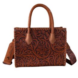 12 Bulk Montana West Embossed Floral Tote/crossbody - Brown