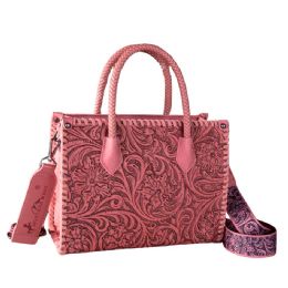 12 Bulk Montana West Embossed Floral Tote/crossbody - Pink