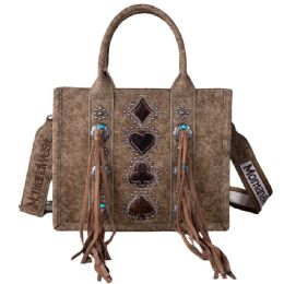 12 Bulk Montana West Fringe Mariposa Concho Collection Tote - Khaki