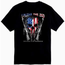 12 Bulk "i Plead The 2nd" Usa Skull T-Shirts - Black M/l/xl