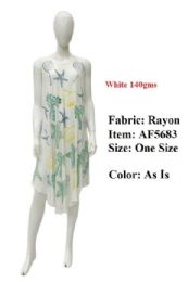 12 Bulk Wholesale Rayon Crape Starfish Palmtree Print Umbrella Beach Style Dress