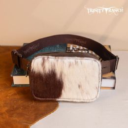12 Bulk Trinity Ranch Genuine HaiR-On Cowhide Belt Bag - Coffee