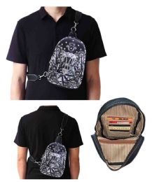 12 Bulk Western Bling Crossbody Backpack - Black