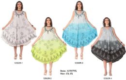12 Bulk Rayon Tie Dye Plus Size Dresses - Assorted