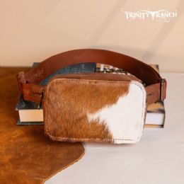 12 Bulk Trinity Ranch Genuine HaiR-On Cowhide Belt Bag - Brown