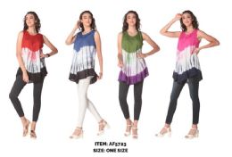 12 Bulk Rayon TwO-Tone Tie Dye Tops - Assorted