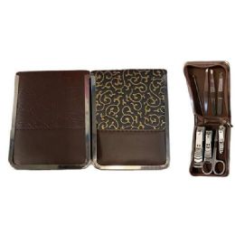 12 Bulk 8 Pc Faux Leather Nail Clip Manicure Set