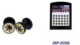 72 Bulk Marijuana Design Body Piercing Jewelry - Gray & Yellow