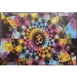 5 Bulk Checkerboard Tie Dye Om Peace Sign Tapestries