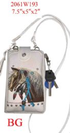 12 Bulk Horse Embroidery Phone Wallet - Beige