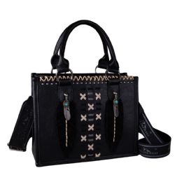 12 Bulk Montana West Feather Collection Tote/crossbody - Black