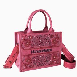 12 Bulk Montana West Embossed Floral Tote/crossbody - Pink