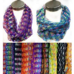 24 Bulk Fish Net Open Thread Multicolor Infinity Circle Scarves