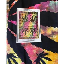 5 Bulk Tie Dye Marijuana Leaf Tapestries