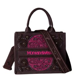 12 Bulk Montana West Embossed Floral Tote/crossbody - Pink On Coffee