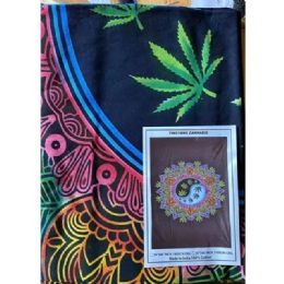 5 Bulk Yin Yang Marijuana Leaf Tapestries