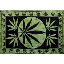 5 Bulk Black & Green Marijuana Leaf Tapestries