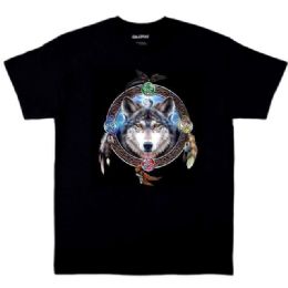 6 Bulk Celtic Wolf Guide Black Color T-Shirts Xxxl