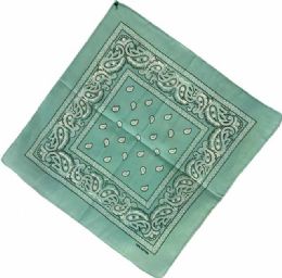 12 Bulk Mint Paisley Fabric Bandanas