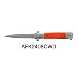 12 Bulk Red Wood Handle Switchblade