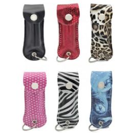 12 Bulk Cheetah Keychain Pepper Spray In Assorted Styles - 0.5 oz