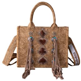 12 Bulk Montana West Fringe Mariposa Concho Collection Tote - Brown