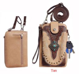 12 Bulk Western Concho Phone Wallet - Tan
