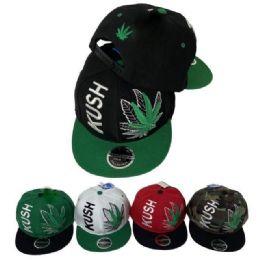 12 Bulk Kush Leaf With Shadow Flat Bill Snapback Hats/caps