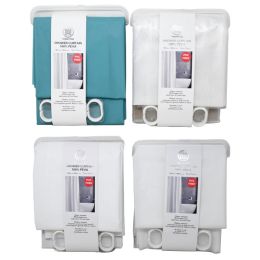 48 Bulk 71-inch x 71-inch "AS IS" PEVA Solid Color Shower Curtain with Hooks (6-Assorted)